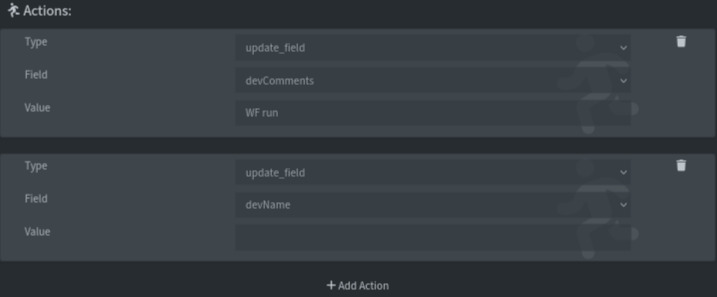 Actions example