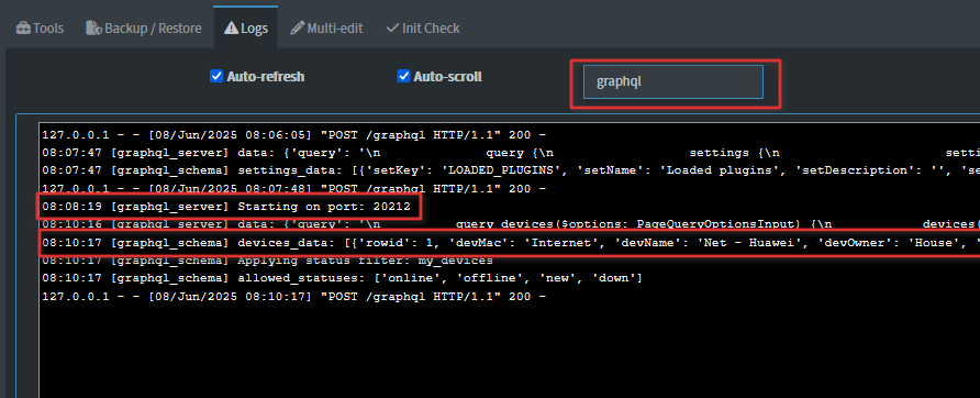 GraphQL Logs