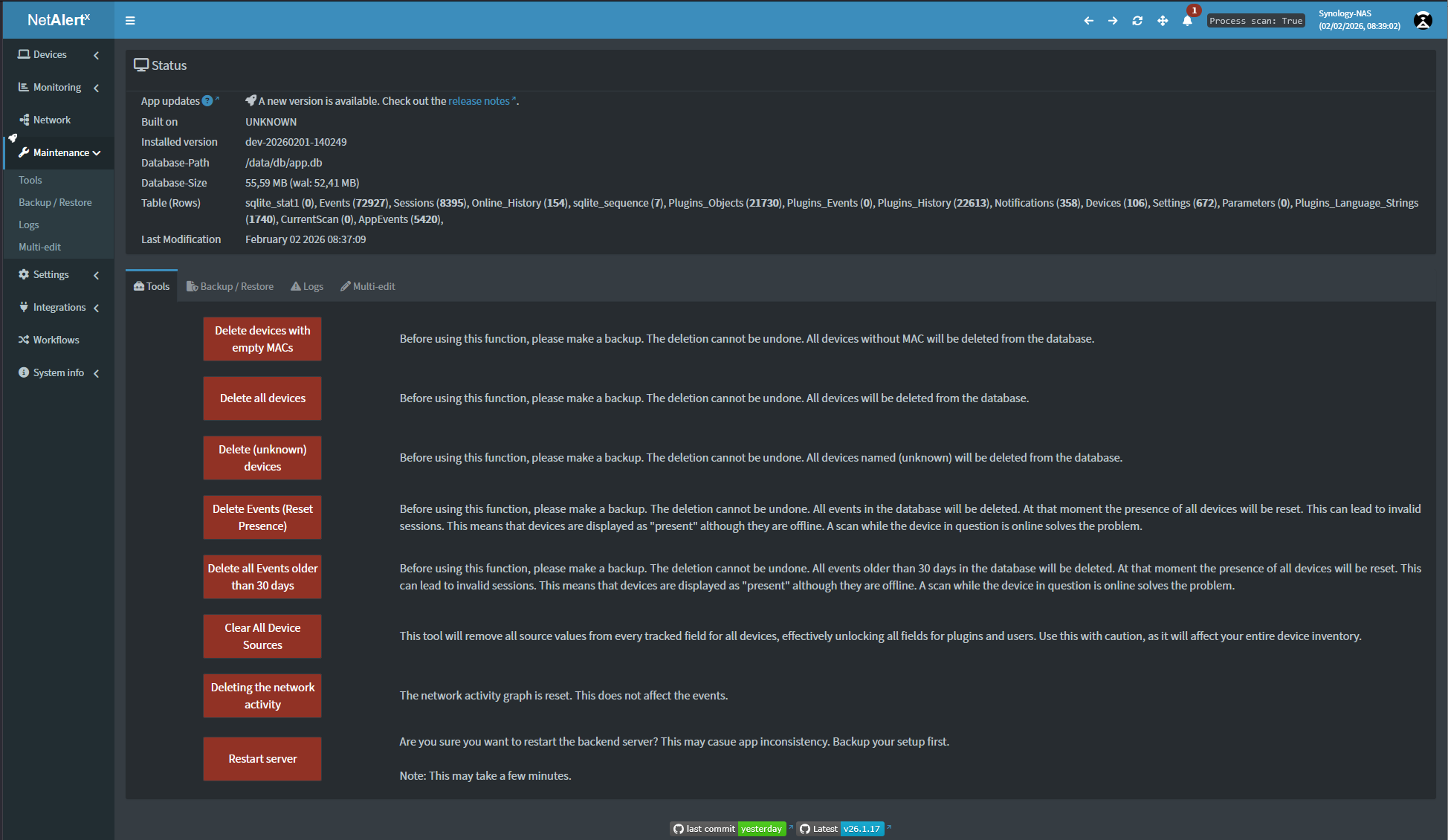 Screen 4 maintenance