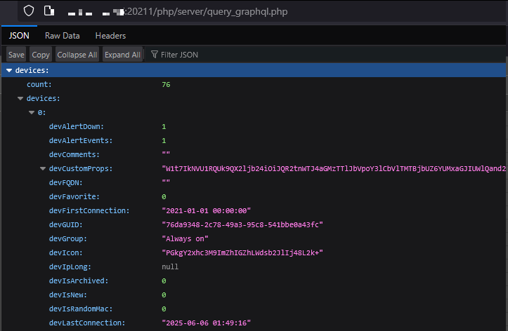 Browser GraphQL Json