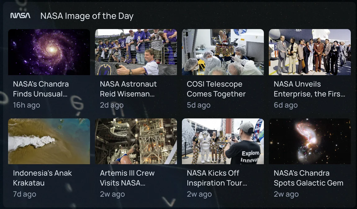 Feed widget grid layout
