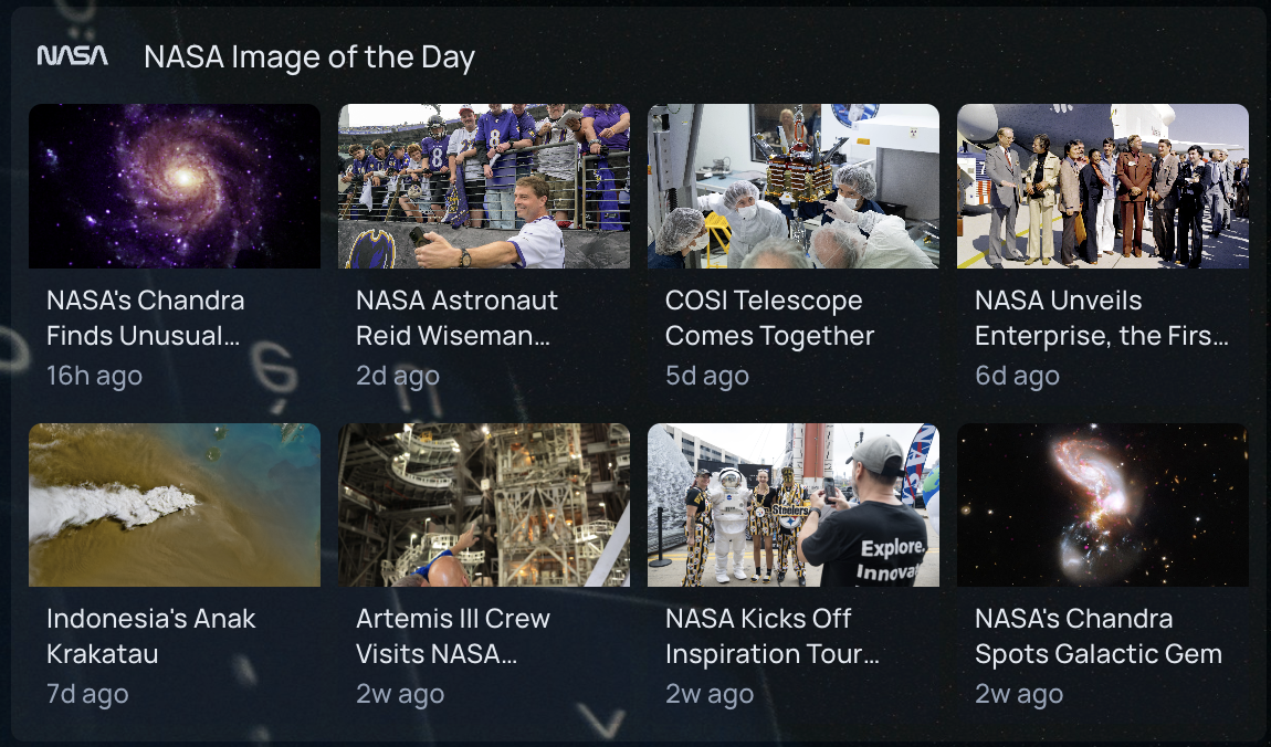 Feed widget grid layout